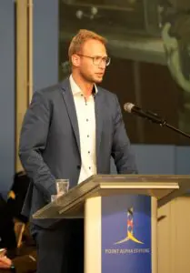 Benedikt Stock, Geschäftsführender Vorstand der Point Alpha Stiftung, erinnerte an das großartige Engagement der US-Army am „Observation Post Alpha“.