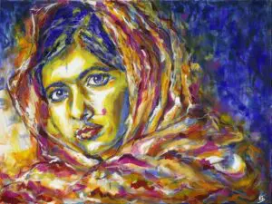„Fearless Women“ (Furchtlose Frauen - wie hier die Kinderrechtsaktivistin Malala-Yousafzai) lautet der Titel einer Kunst-Sonderausstellung mit tollen Gemälden von Oliver Schäfer und Texten von Diana Ringelsiep. Foto: OS