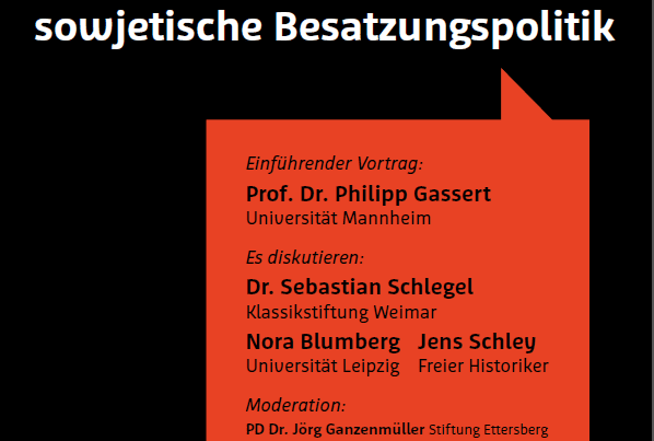 Vortrag und Podiumsdiskussion in Erfurt "Thüringen 1945 – Von der amerikanischen Besetzung zur sowjetischen Besatzungspolitik"