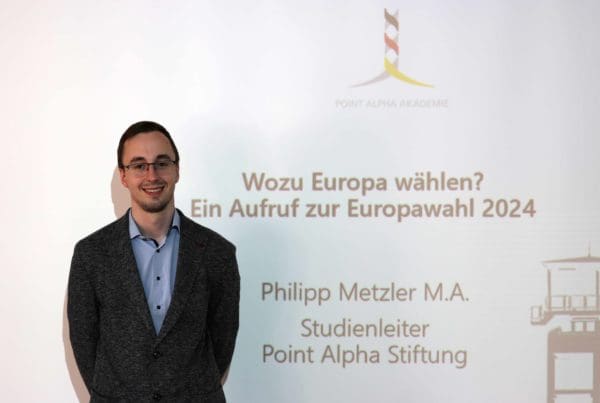 Philipp Metzler, Studienleiter und Vorstand der Point Alpha Stiftung, referierte zum Thema „Wozu Europa wählen?“. Fotos: Johannes Schneider